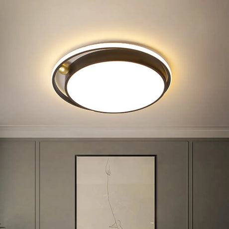 Nordic Round Acrylic Flush Mount Led Light Fixture - 16/19.5 Wide Black For Bedroom