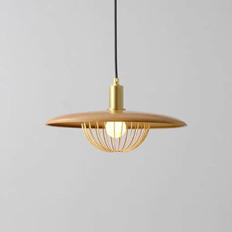 Nordic Saucer Pendant Light With Wire Cage - Metal 1-Head Ceiling Lamp For Dining Room