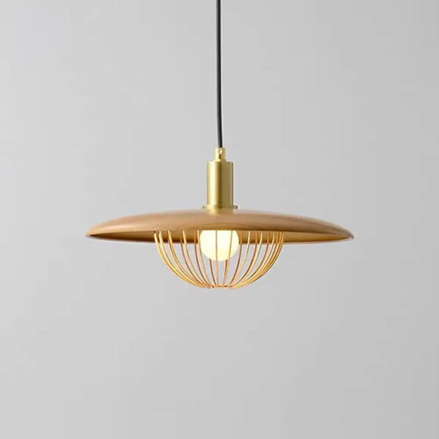 Nordic Saucer Pendant Light With Wire Cage - Metal 1-Head Ceiling Lamp For Dining Room