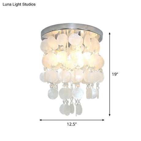 Nordic Shell White Wind Chime Pendant Chandelier - 1 Light Hanging Lamp Multiple Sizes Available