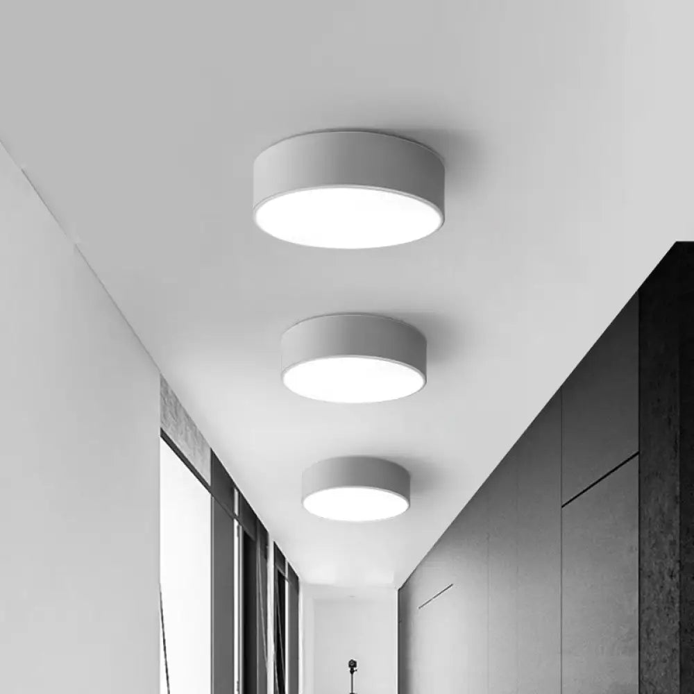 Nordic Short Drum Ceiling Flush Led Light In Black/White 16’/19.5’ Diameter White / 16’