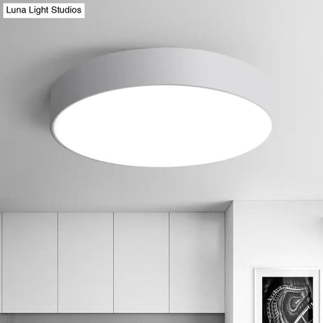 Nordic Short Drum Ceiling Flush Led Light In Black/White 16’/19.5’ Diameter