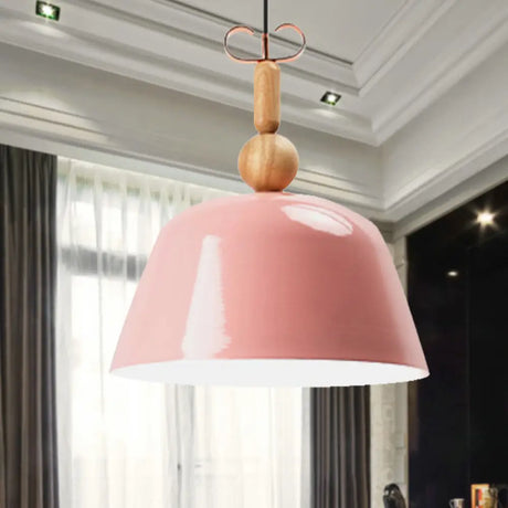 Nordic Single Head Pendant Lamp - Bright-Colored Metallic Ceiling Lighting In Blue/Pink/Red/Yellow