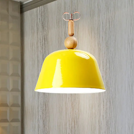 Nordic Single Head Pendant Lamp - Bright-Colored Metallic Ceiling Lighting In Blue/Pink/Red/Yellow