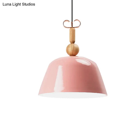 Nordic Single Head Pendant Lamp - Bright-Colored Metallic Ceiling Lighting In Blue/Pink/Red/Yellow
