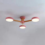 Nordic Snowflake Chandelier: Acrylic Wood Hanging Light Pink & Green - Ideal For Kindergarten 3 /