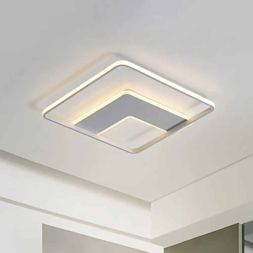 Nordic Square Flush Mount Acrylic Led Bedroom Lighting In White - 16.5’/20.5’ Width / 16.5’