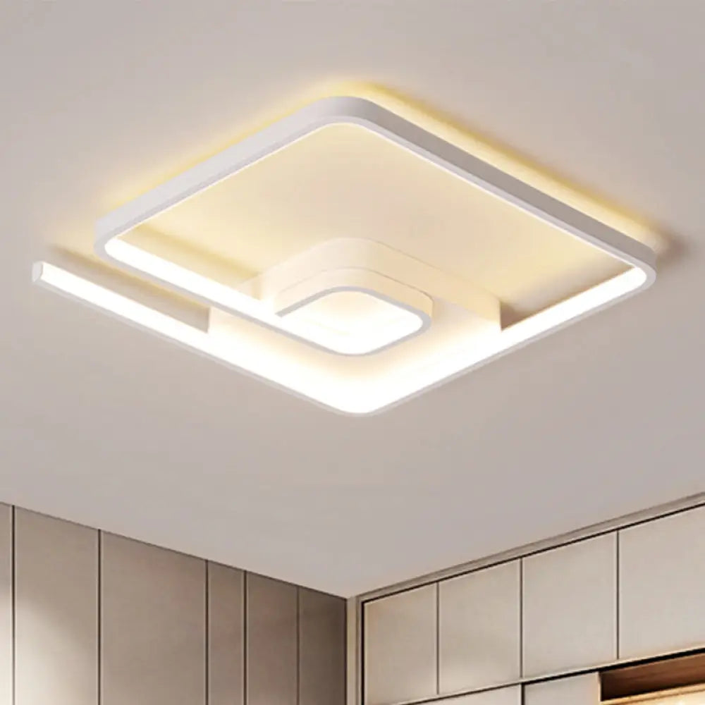 Nordic Squared Flush Lighting Slim Acrylic Led Ceiling Mount - 16.5’/20.5’ W White/Black