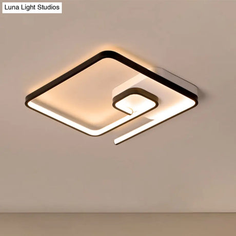 Nordic Squared Flush Lighting Slim Acrylic Led Ceiling Mount - 16.5’/20.5’ W White/Black