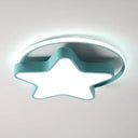 Nordic Star Led Flush Mount Ceiling Light With Acrylic Ring For Kid’s Room Green / 18’ White