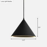 Nordic Style Aluminum Conic Pendant Light With Led For Dining Room Ceiling