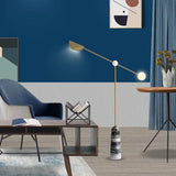 Nordic Style Bell Floor Lamp: Marble Led Standing Lighting With Elongated Brass Arm For Living Room