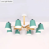 Nordic Style Chandelier Bucket Shade Hanging Light For Kids Bedroom - Metal & Wood