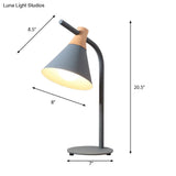 Nordic Style Cone Desk Lamp - Metal 1 Head Plug-In Cord For Dormitory Bedroom