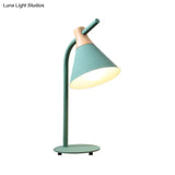 Nordic Style Cone Desk Lamp - Metal 1 Head Plug-In Cord For Dormitory Bedroom