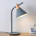 Nordic Style Cone Desk Lamp - Metal 1 Head Plug-In Cord For Dormitory Bedroom Grey