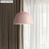 Nordic Style Dome Hanging Shade Ceiling 1 Light Metal Pendant Lamp In Black/Green For Bedroom