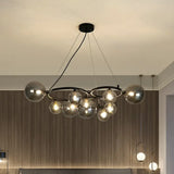 Nordic Style Glass Circles Chandelier: Sleek Suspended Lighting Fixture For Bedrooms 12 / Black