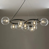 Nordic Style Glass Circles Chandelier: Sleek Suspended Lighting Fixture For Bedrooms 9 / Black Clear