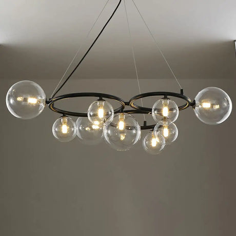 Nordic Style Glass Circles Chandelier: Sleek Suspended Lighting Fixture For Bedrooms 9 / Black Clear