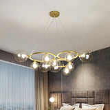 Nordic Style Glass Circles Chandelier: Sleek Suspended Lighting Fixture For Bedrooms 9 / Gold Clear