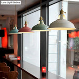 Nordic Style Hanging Lamp With Metal Shade And Colorful Macaron Finish For Kitchen Barn