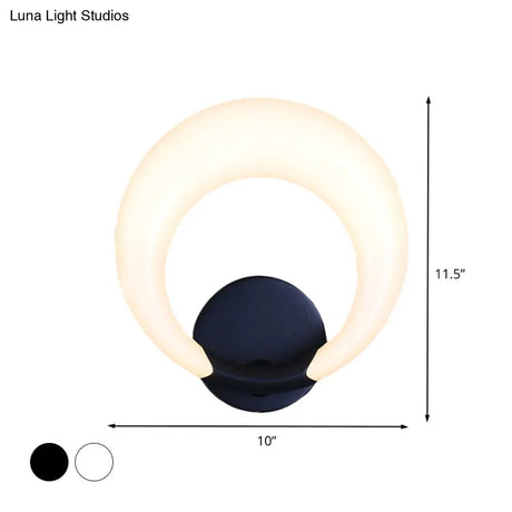 Nordic Style Led Bedside Wall Sconce - White/Black Crescent Moon Acrylic Shade