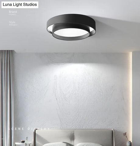 Nordic Style Led Ceiling Flush Mount Light With Acrylic Drum Shade - Ideal For Bedroom