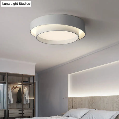 Nordic Style Led Ceiling Flush Mount Light With Acrylic Drum Shade - Ideal For Bedroom