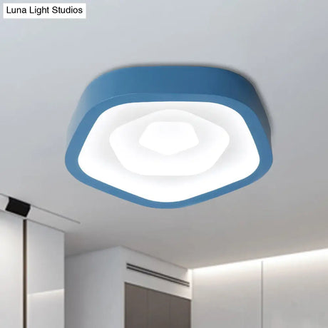 Nordic Style Led Flush Mount Bedroom Ceiling Light With Rose Shade - Perfect For Kids