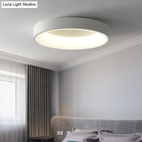 Nordic Style Led Flush Mount Ceiling Lamp - Metal Circular Light For Bedroom