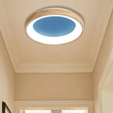Nordic Style Led Flushmount Ceiling Light - Green/Blue Wood Circular Design 12’/16’/19.5’