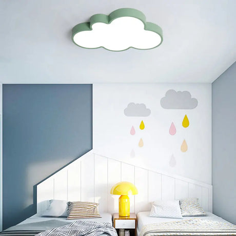 Nordic Style Macaron Colored Cloud Child Flush Mount Light For Bedroom Green