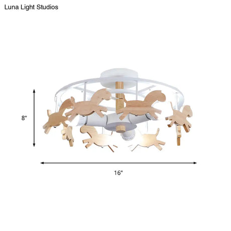 Nordic Style Merry-Go-Round Ceiling Light - 3-Light Metal Flush Lamp For Living Room