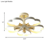 Nordic Style Metal Ceiling Lamp - Heart/Flower Shade White Finish 3/5 Lights For Living Room