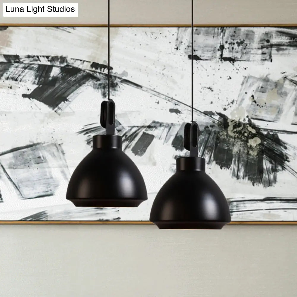 Nordic Style Metal Ceiling Pendant Light With Dome Shade For Living Room - Black/Grey