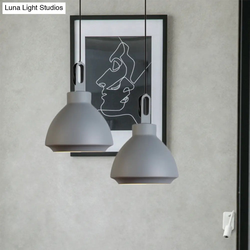 Nordic Style Metal Ceiling Pendant Light With Dome Shade For Living Room - Black/Grey