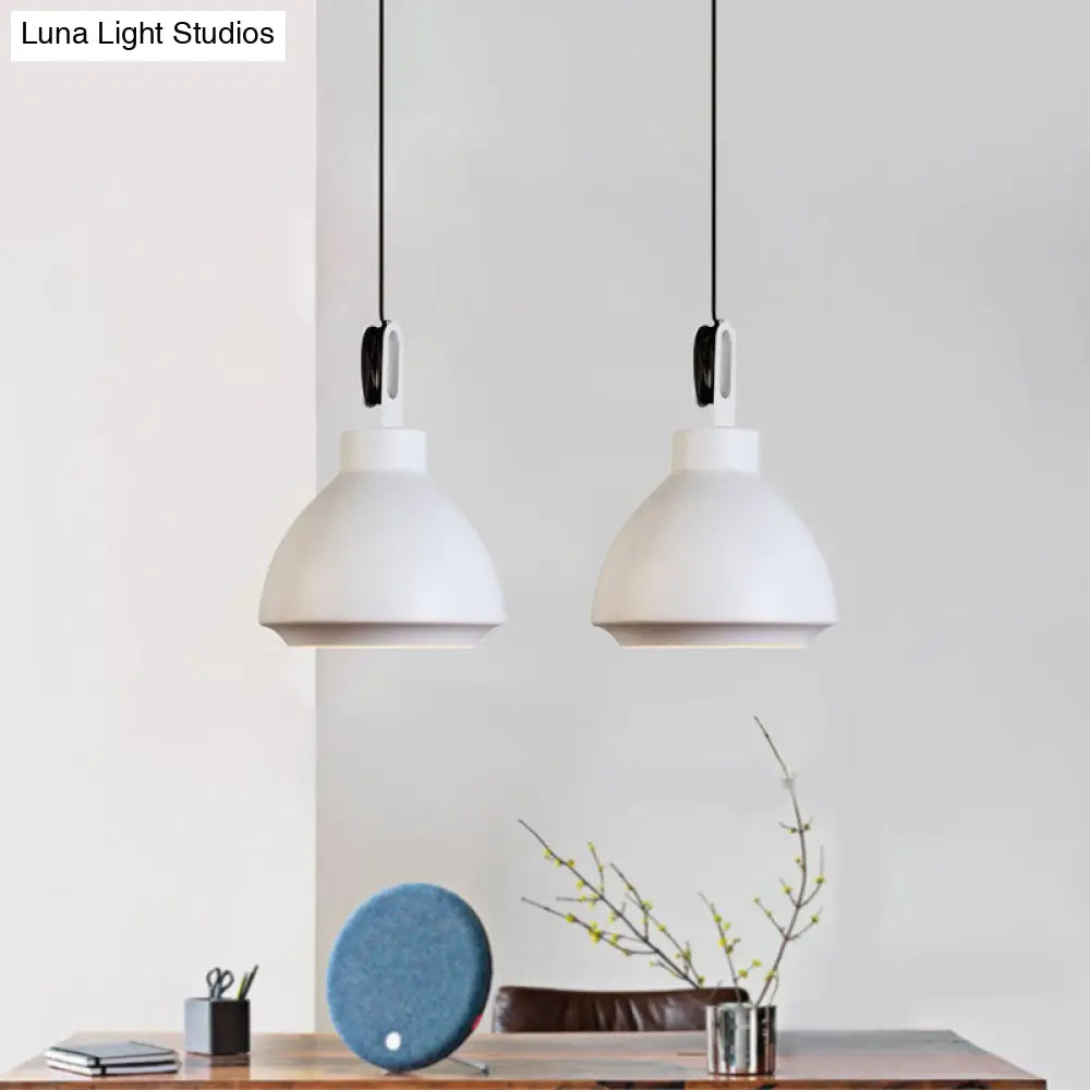 Nordic Style Metal Ceiling Pendant Light With Dome Shade For Living Room - Black/Grey