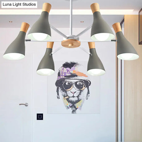 Nordic Style Metal Chandelier With 6 Lights For Girls Bedroom Or Cloth Shop