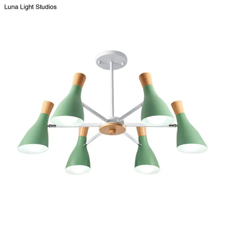 Nordic Style Metal Chandelier With 6 Lights For Girls Bedroom Or Cloth Shop