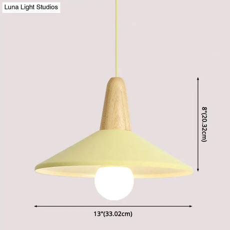 Nordic Style Metal Hanging Pendant Lamp With Wooden Top - Ideal For Restaurants