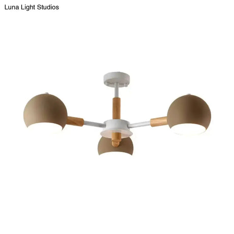 Nordic Style Metal Pendant Chandelier With Spherical Shade - Ideal For Kids Bedroom 3-Light