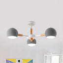 Nordic Style Metal Pendant Chandelier With Spherical Shade - Ideal For Kids Bedroom 3-Light Grey