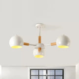Nordic Style Metal Pendant Chandelier With Spherical Shade - Ideal For Kids Bedroom 3-Light White