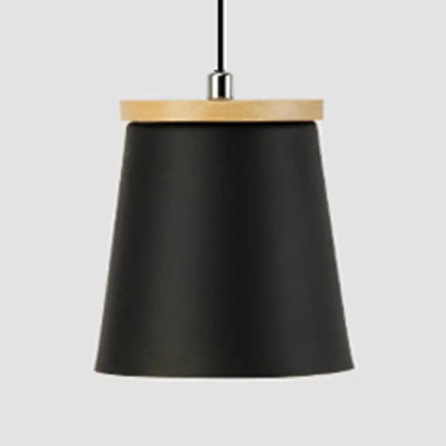 Nordic Style Metal Pendant Light For Balcony And Hallway With Tapered Shade Black