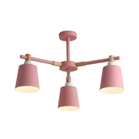 Nordic Style Multi-Head Chandelier For Game Room - Bucket Design With Metal Suspension Light 3 /