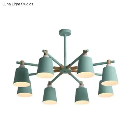 Nordic Style Multi-Head Chandelier For Game Room - Bucket Design With Metal Suspension Light