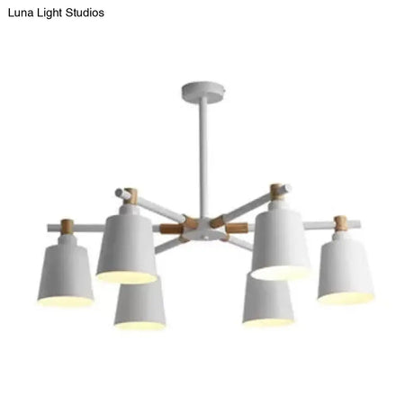 Nordic Style Multi-Head Chandelier For Game Room - Bucket Design With Metal Suspension Light