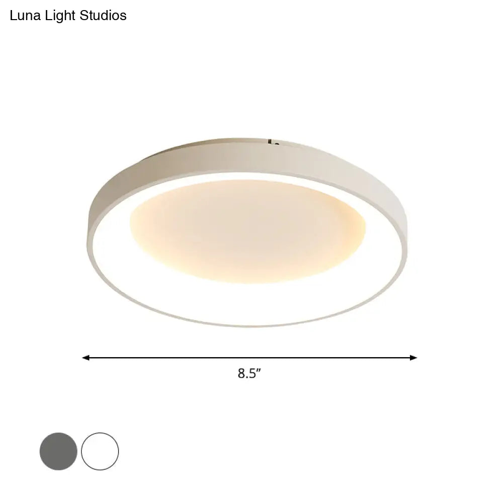 Nordic Style Plate Iron Ceiling Fixture Led Flush Mount Lamp In Grey/White For Bedroom - Available