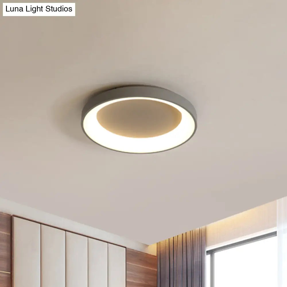 Nordic Style Plate Iron Ceiling Fixture Led Flush Mount Lamp In Grey/White For Bedroom - Available